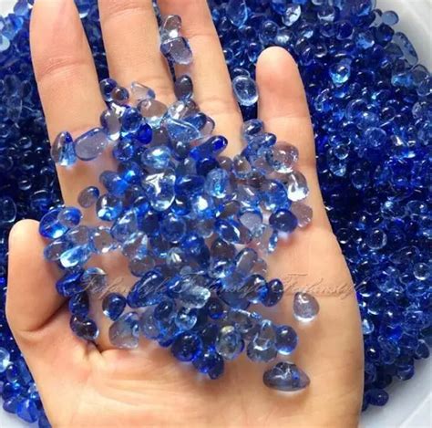 50g Nature Polished Blue Glass Gravel Stones Polished Rock Aquarium
