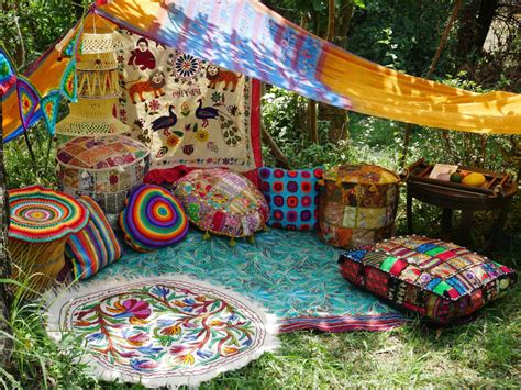 Hippie Decor Set Floor Seating Area Boho Canopy With Etsy Hippie