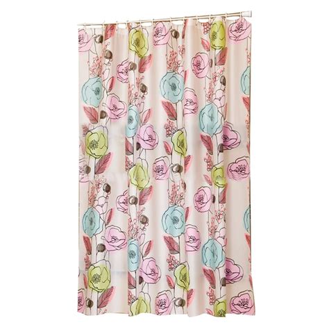 Peva Rose Flower Printed Design Shower Curtain Waterproof Bathroom
