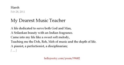 My Dearest Music Teacher By Harsh Hello Poetry