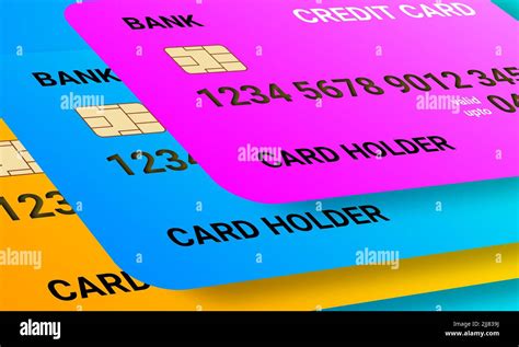 Three Different Credit Card Perspective Illustration Image Stock Photo
