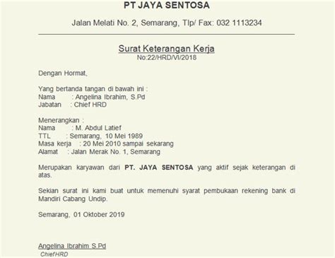 13 Contoh Surat Referensi Kerja Untuk Karyawan And Cara Membuat