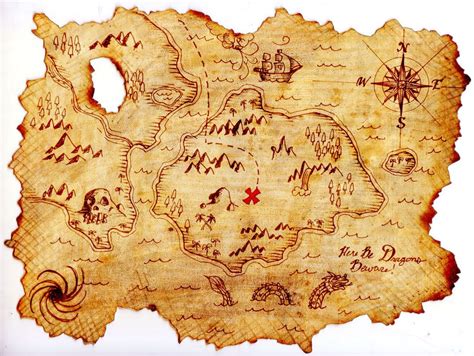 Treasure Map Pirate Çizimler Harita Antika Kitaplar