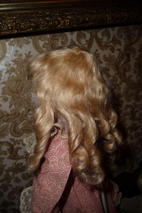 Great Small Size Antique Blond Mohair Doll Wig With Bangs For Bebe Or French Fashion Doll Wig