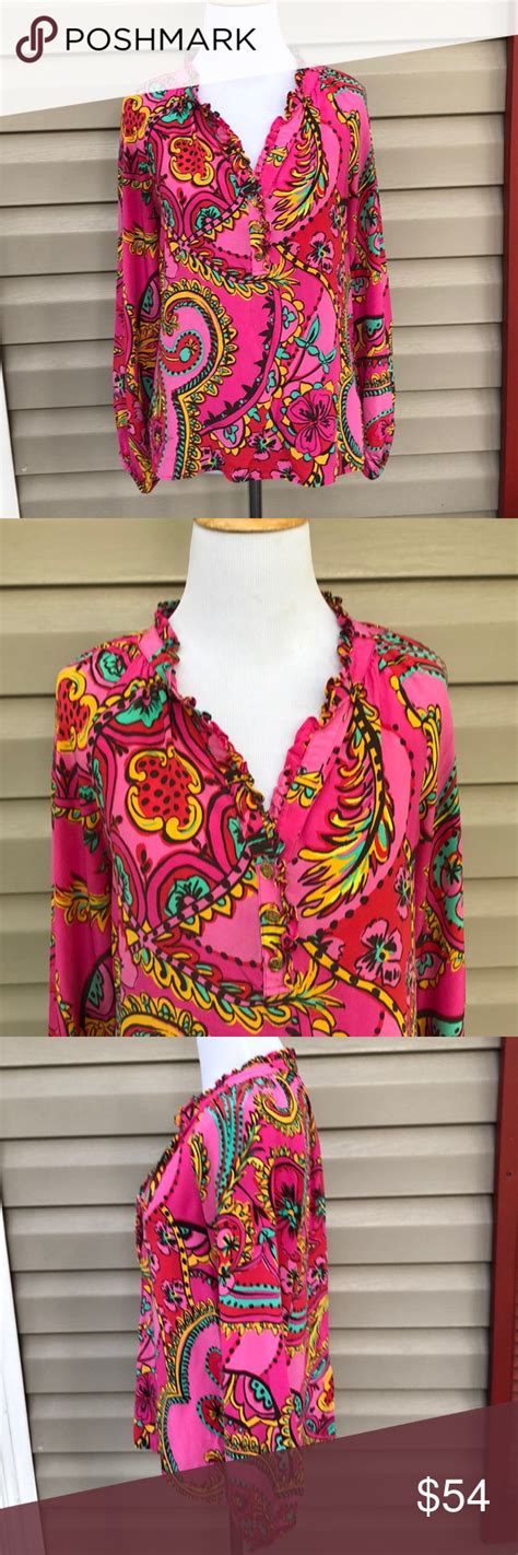 Lilly Pulitzer Multicolored Long Sleeve Blouse Long Sleeve Blouse