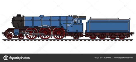 Utilise la couleur que tu veux et prends tout ton temps. Locomotive Vapeur Main Dessin Bleu Classique — Image ...
