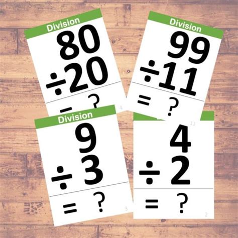 Division Format Xy Flashcards Math Learning 40 Cards