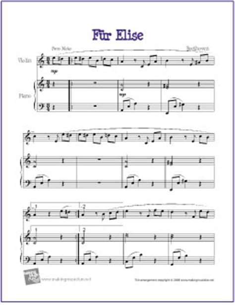 Its beautiful sequence of continuous rolled chords divided between the hands is one of the most. Für Elise (Beethoven) | Free Violin Sheet Music (Digital ...