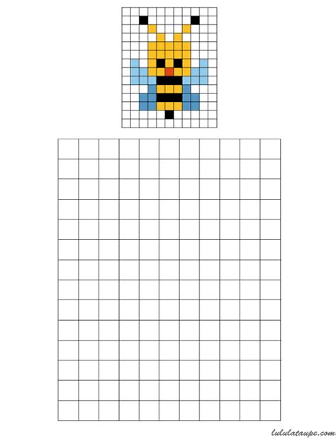 Reproduire une abeille sur quadrillage  Lulu la taupe, jeux gratuits