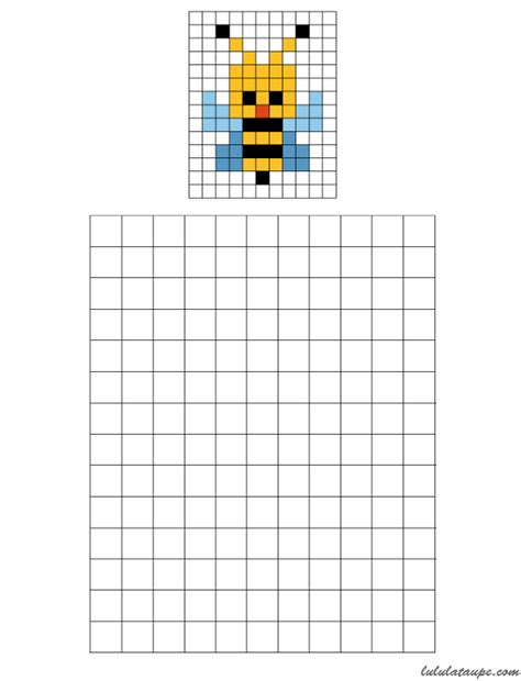 Dessin sur grille, un chat. Pixel art, une abeille à colorier sur une grille | Pixel ...
