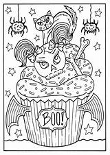 Coloring Halloween Cupcake Easy Adult Cupcakes Printable Fun Sheets Tulamama Fall sketch template