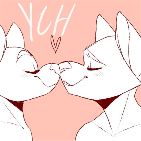Furry Cute Couple Kissing Ychmishes