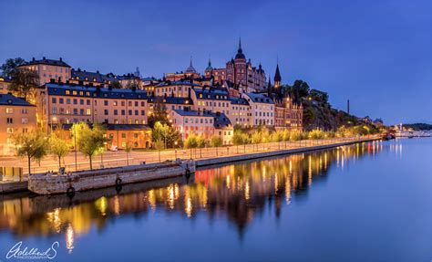 4k stockholm footage, walking down the streets in. View to Södermalm, Sweden