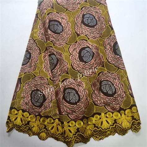 High Quality Swiss Voile Lace Beautiful Big Floral African Voile Cotton Lace Fabric With Stones