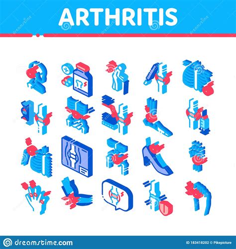 Arthritis Disease Isometric Icons Set Vector Stock Vector