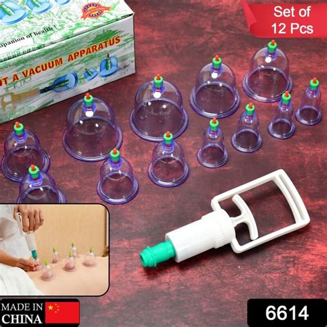 12pcs Cups Vacuum Cupping Kit Pull Out A Vacuum Apparatus Therapy Relax Massagers Curve Suction