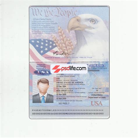 Usa United States American Passport Fake Photoshop Document