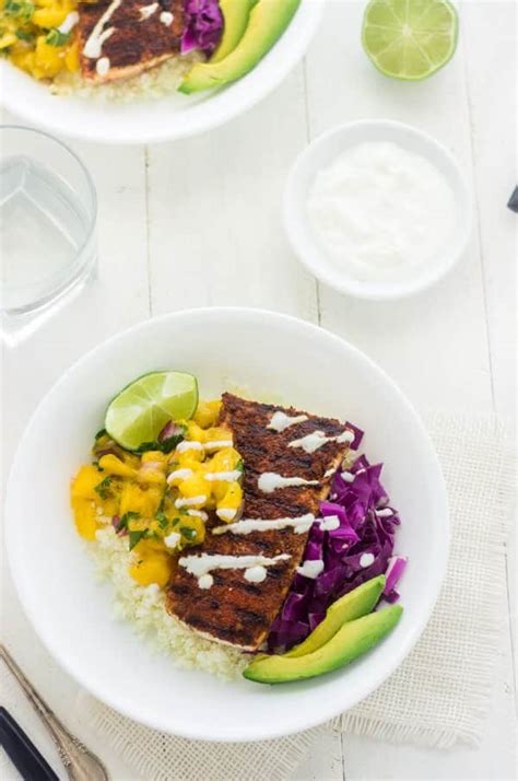 Cauliflower Rice Fish Taco Bowls Julies Eats And Treats
