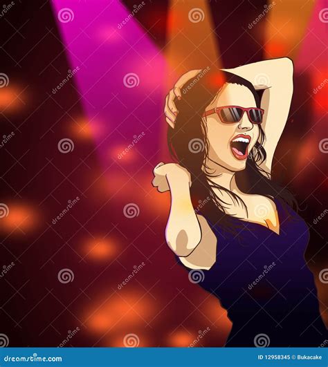 Girl Dancing Raising Her Hands Up Cartoon Vector Illustration