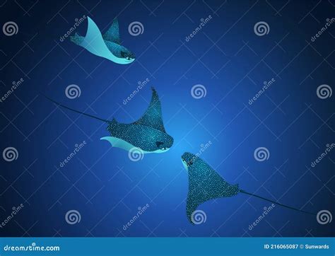 Manta Ray Fishes Marine Animals Sea Creatures Vector Illustration