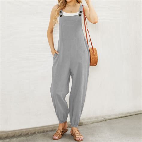 Women Strappy Baggy Dungarees Jumpsuit Ladies Casual Loose Romper