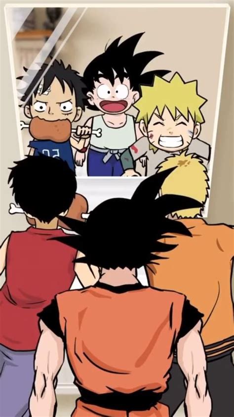 Goku 〜 Naruto 〜 Luffy Vídeo Anime Kawaii Personagens De Anime