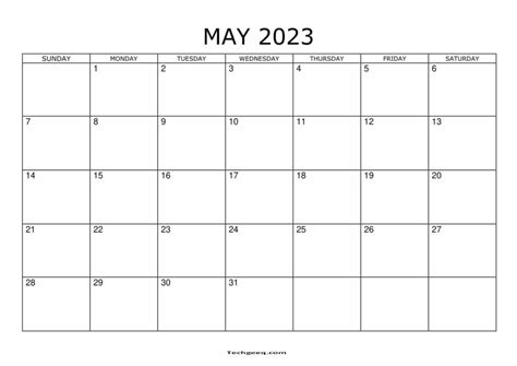 Blank Calendar May 2023 Printable Templates With Notes