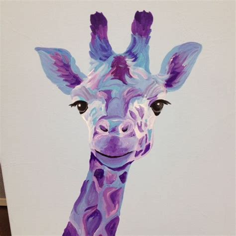 16 X 20 Acrylic Painting Blue Giraffe By Lucy Kid Painting Giraffe