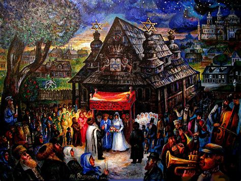 Jewish Shtetl Wedding At The Old Wood Synagogue Painting By Ari