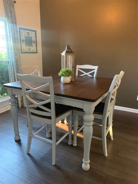 This is a set of six(4) custom vintage dining chairs. Counter Height Table and 4 Chair Set, Farmhouse, Cottage ...