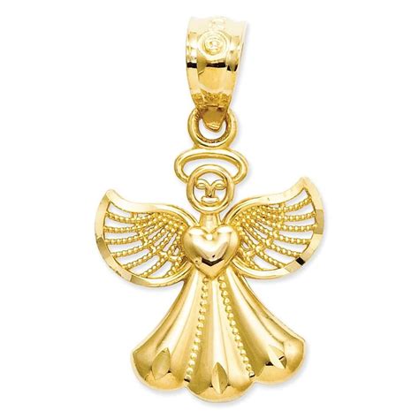 14k Yellow Gold Polished Angel Pendant 14k Gold Charms Angel Pendant