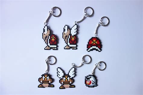 Super Mario Pixel Art Keychains Pins Magnets Or Earrings Etsy Etsy