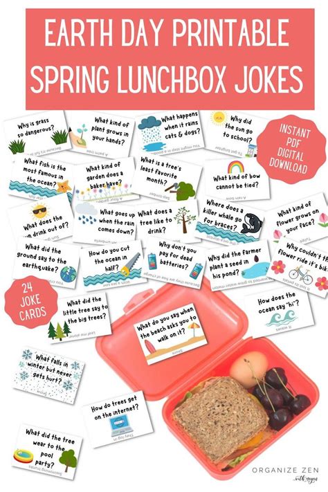 Printable Spring Lunch Box Jokes For Kids To Celebrate Earth Etsy In