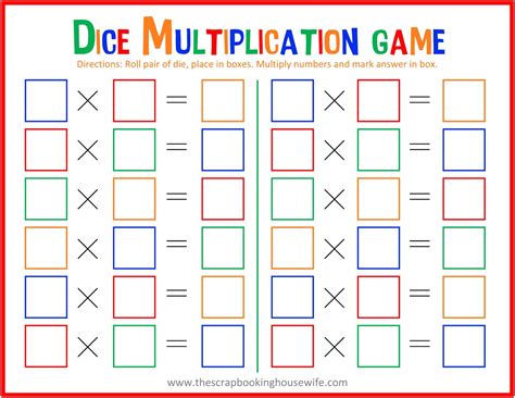 Multiplication Dice Game Free Printable Printable Word Searches