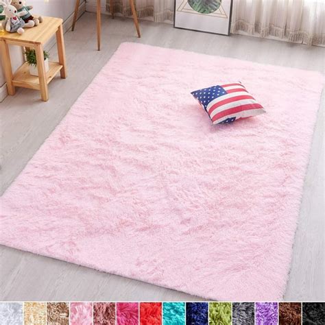 Pagisofe Pink Fluffy Shag Area Rugs For Bedroom 5x7 Soft Fuzzy Shaggy
