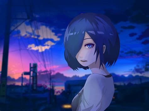 The anime character touka kirishima is a teen with to neck length purple hair and blue eyes. Touka Tokyo Ghoul iPhone Wallpapers - Top Free Touka Tokyo ...