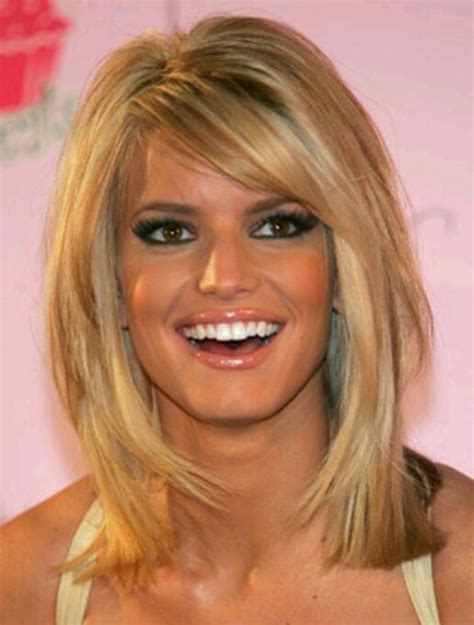 Jessica Simpson Sweet Cute Mid Length Straight Lace Wig With Bangs