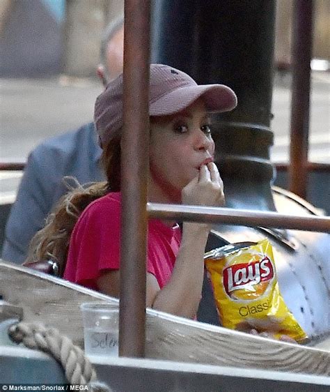 Shakira 41 Looks Trim As She Snacks On Potato Chips While Taking Her