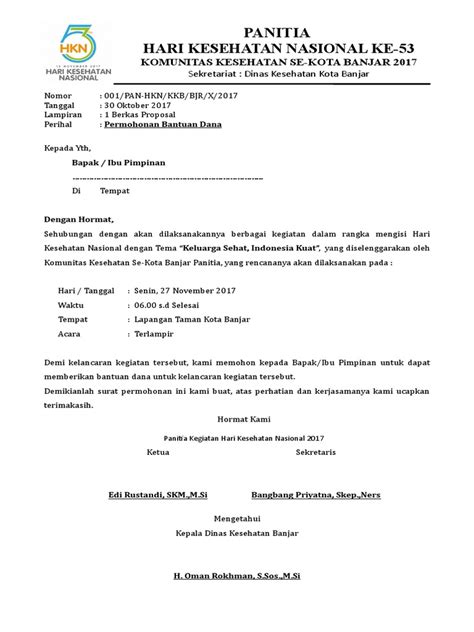 Surat Pengantar Proposal Bantuan Dana - Bagikan Contoh