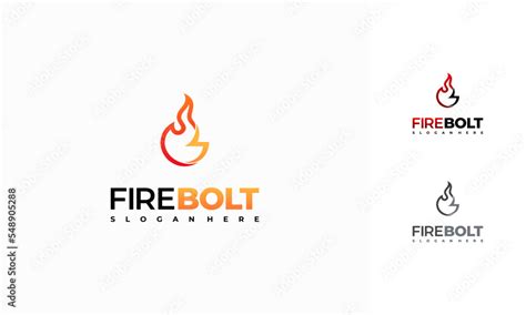 Fire Flame And Flash Lightning Thunder Bolt Logo Designs Concept Vector