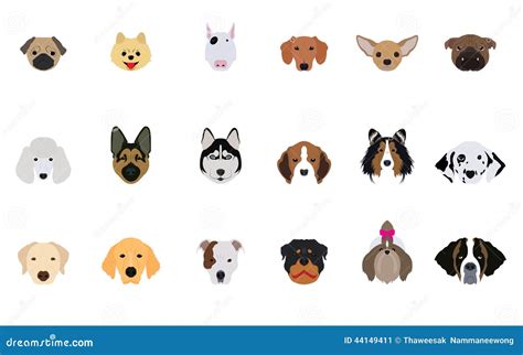 Set Of Head Dogs Vectors And Icons Stock Vector Illustration Of