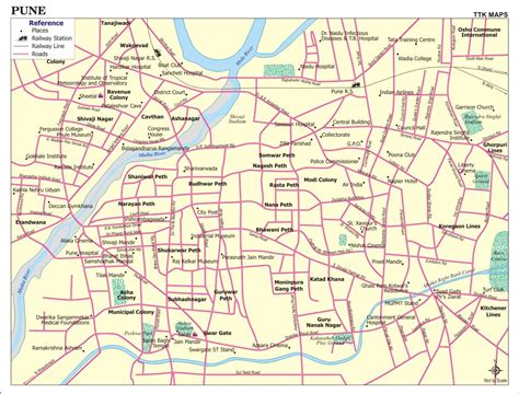 Pune City Map City Map Of Pune With Important Places Newkeralacom