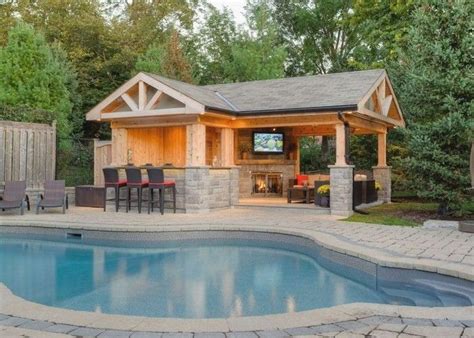 Lovely Outdoor Kitchen And Pool Design Ideas Pool Houses