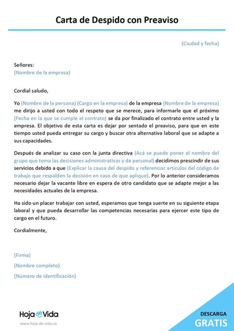 Modelo Carta De Despido Improcedente Descarga Ejemplo Gratis Reverasite