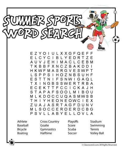 The article includes coloring images of summer. Summer sport word search | Printables | Pinterest