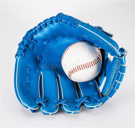 Baseball Glove Color Blue On White With Clipping Path A Stock Image