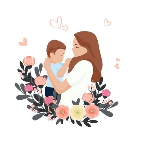 Premium Vector Vector Illustration Of A Mother Holding Her Son In Her