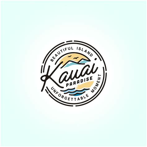 Premium Vector | Kauai hawaii beach stamp logo