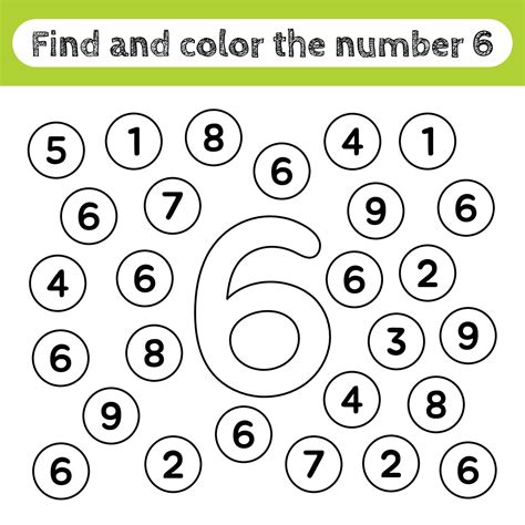 Learning Worksheets For Kids Find And Color Numbers Educational Game