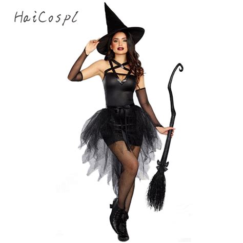 Fantasy Black Witch Fancy Dress Up Party Dress Carnival Performance